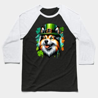 German Spitz in Leprechaun Hat for St. Patrick's Baseball T-Shirt